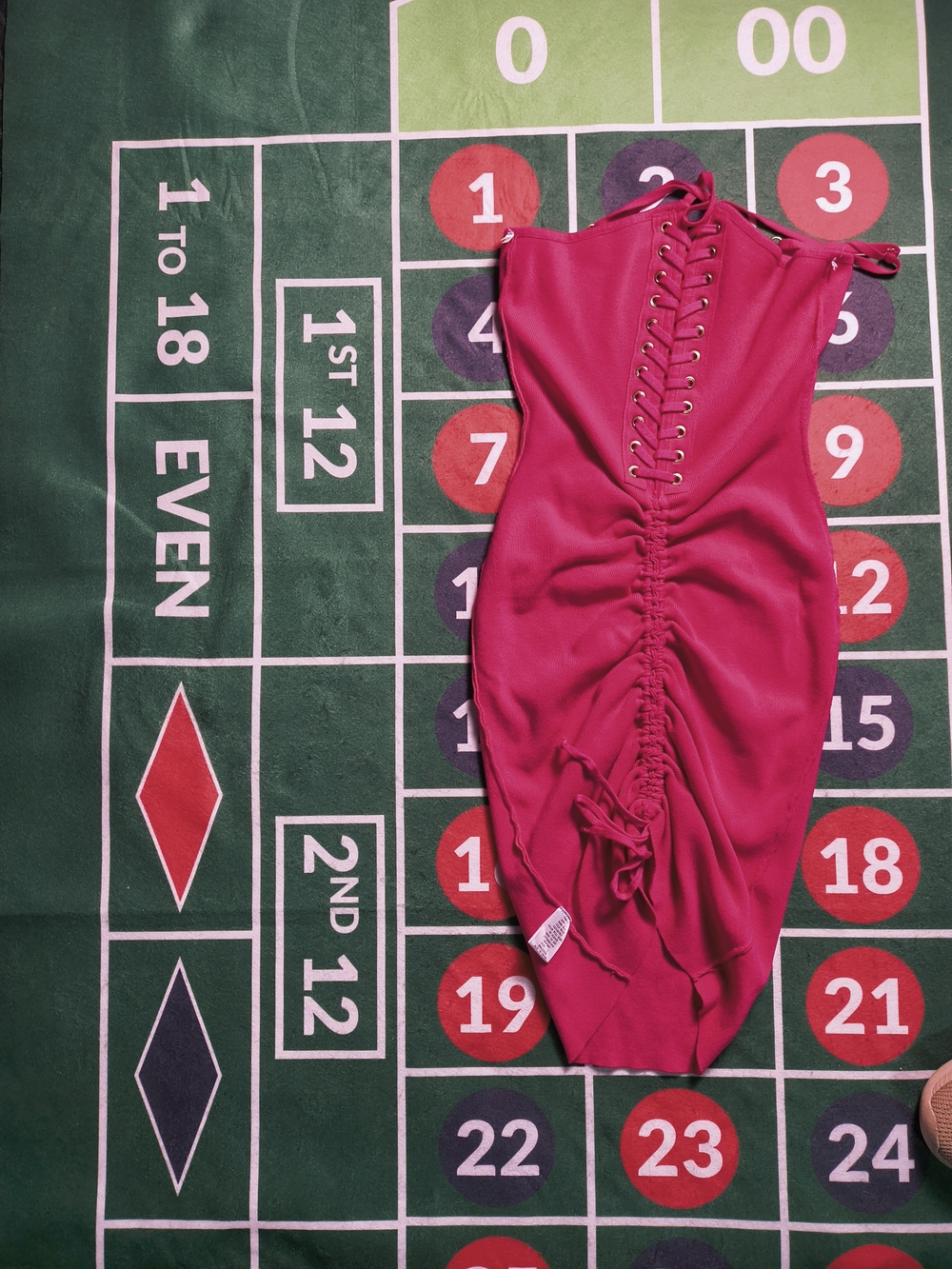 Fashion Nova Hot Pink Strapless Lace-Up Ruched Midi Dress Size Large - Picture 12 of 13